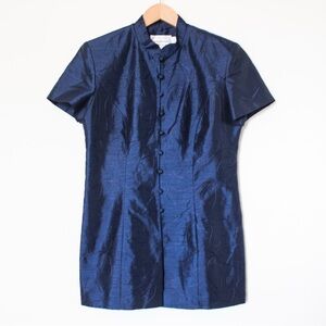 Karin Stevens | Vintage 90's Navy Blue Asian Qiapo 2 Piece Pants Suit | Size 6